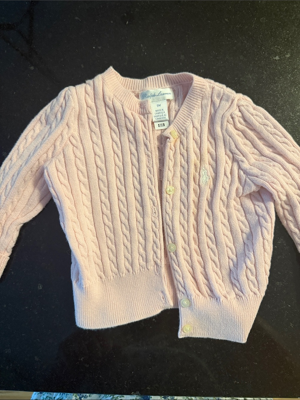 Ralph Lauren Light Pink Cable Knit Button Cardigan